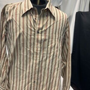 Burberry Beige and Red Striped Men's Shirt